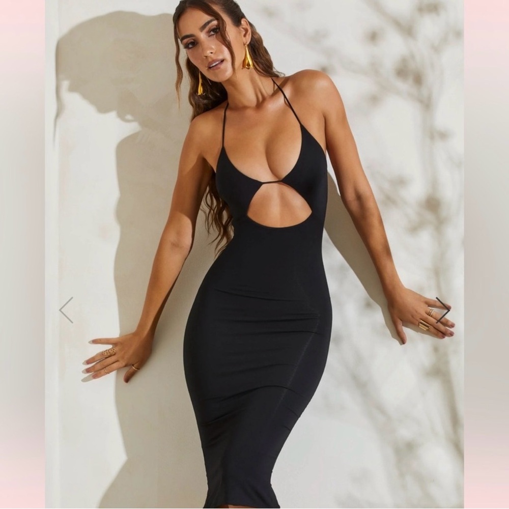 Oh Polly Black Cutout Halter Bodycon Dress
